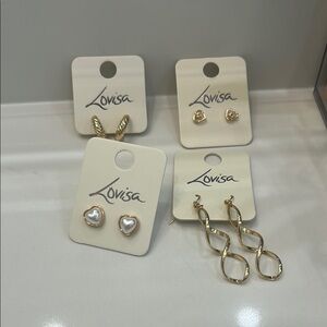 Gold and White Minimalist Earrings Set